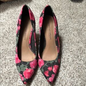 Christian Siriano Pink and Green Floral Heels